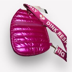 Ah-Dorned pink quilted pickle ball racket crossbody